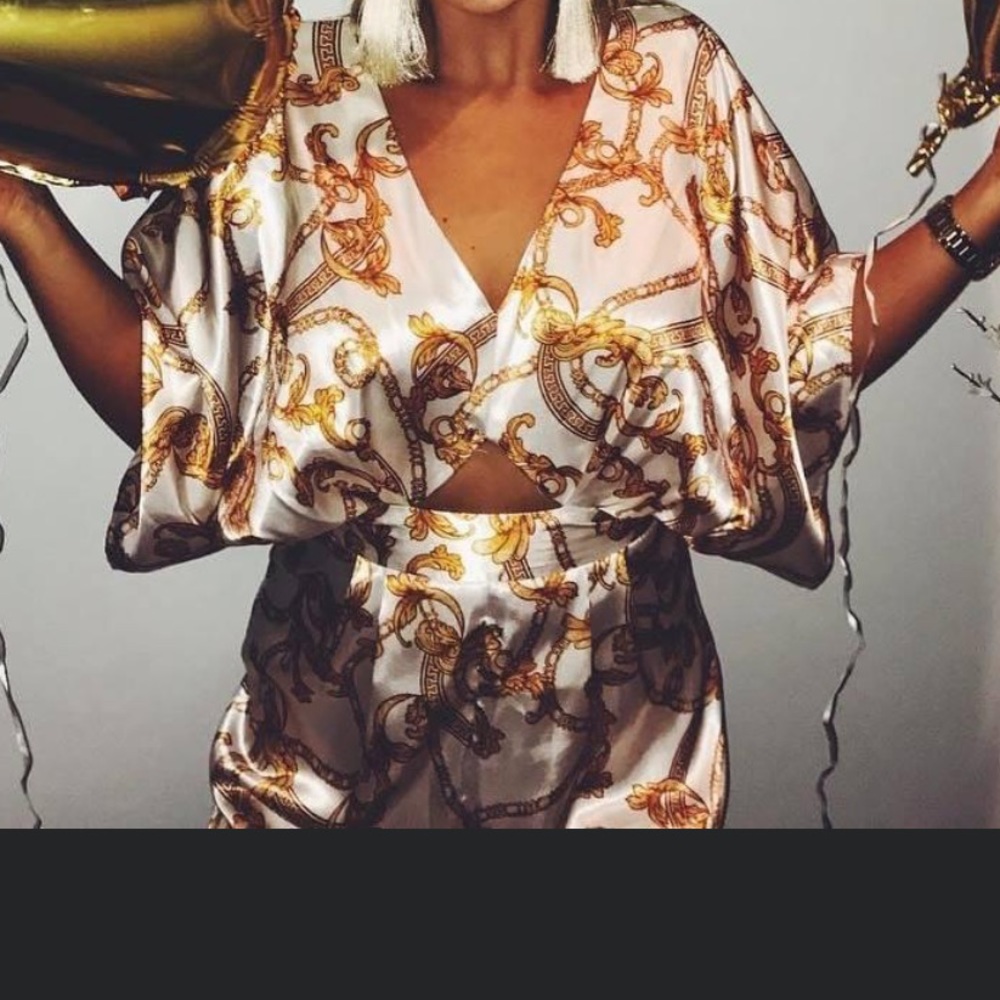 Versace type print silk romper!